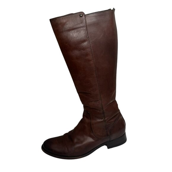 FRYE Melissa Stud 9 B Brown Leather Back Zip Riding Boots Preppy Equestrian - Picture 1 of 13